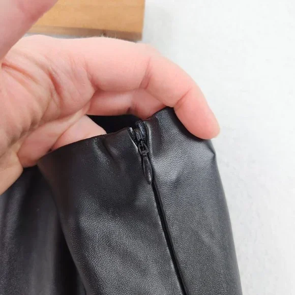 Lane Bryant Skirt Womens 22 Black Faux Leather A Line Plus Size Flare Cocktail - Picture 3 of 10